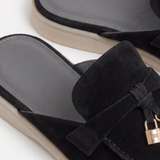 Mediterraneo Men's Suede Mules, Black