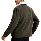 Men's Velvet Jacket with Sherpa Collar and Snaps - Coffee Brown