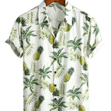 Summer Cotton Shirt for Men with Tropical Pineapple Pattern