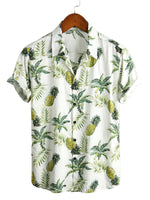 Summer Cotton Shirt for Men with Tropical Pineapple Pattern