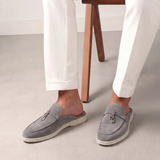 Mediterraneo Men's Suede Mules, Light Grey