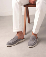 Mediterraneo Men's Suede Mules, Light Grey