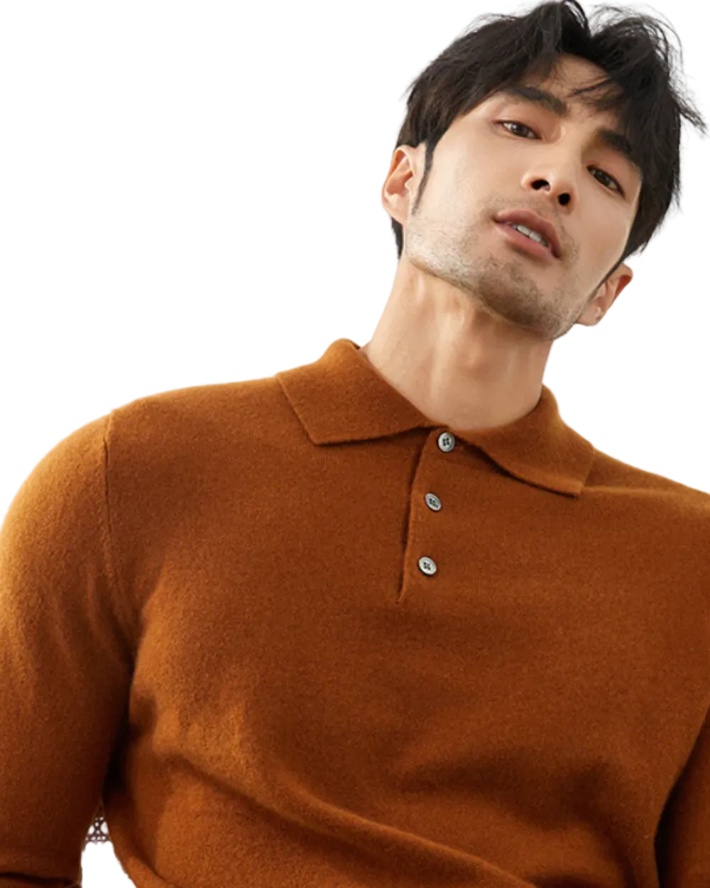 Ponza Cashmere Polo Sweater Orange