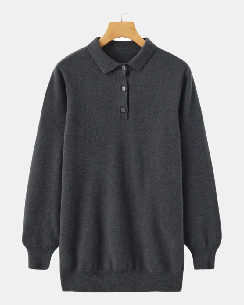 Men's Cashmere Polo Shirt in Dark Gray
