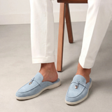 Mediterraneo Men's Suede Mules, Sky Blue