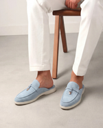 Mediterraneo Men's Suede Mules, Sky Blue
