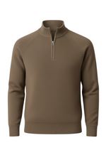 Men's Half-Zip Sweater with Collar – Taupe Brown