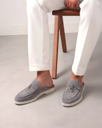 Light Gray Suede Mediterranean Mules