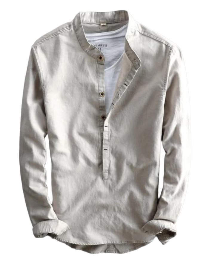 Men's Linen Shirt, Gray and Light Blue