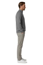 Men's Half-Zip Sweater with Collar – Gray