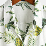 Summer Cotton Shirt for Men with Tropical Pineapple Pattern