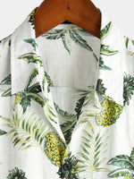 Summer Cotton Shirt for Men with Tropical Pineapple Pattern