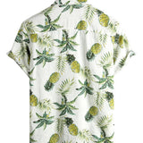 Summer Cotton Shirt for Men with Tropical Pineapple Pattern