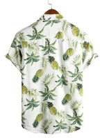 Summer Cotton Shirt for Men with Tropical Pineapple Pattern