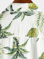 Summer Cotton Shirt for Men with Tropical Pineapple Pattern
