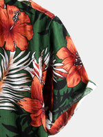 Men's Short-Sleeve Shirt in Green Floral