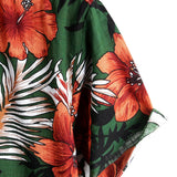 Men's Cotton Short-Sleeve Shirt with Hawaiian Green Flowers