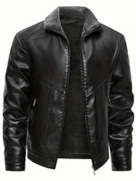 Elegant Leather Jacket with Fleece
