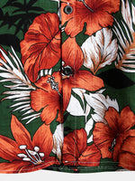 Men's Short-Sleeve Shirt in Green Floral