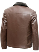 Elegant Leather Jacket with Fleece