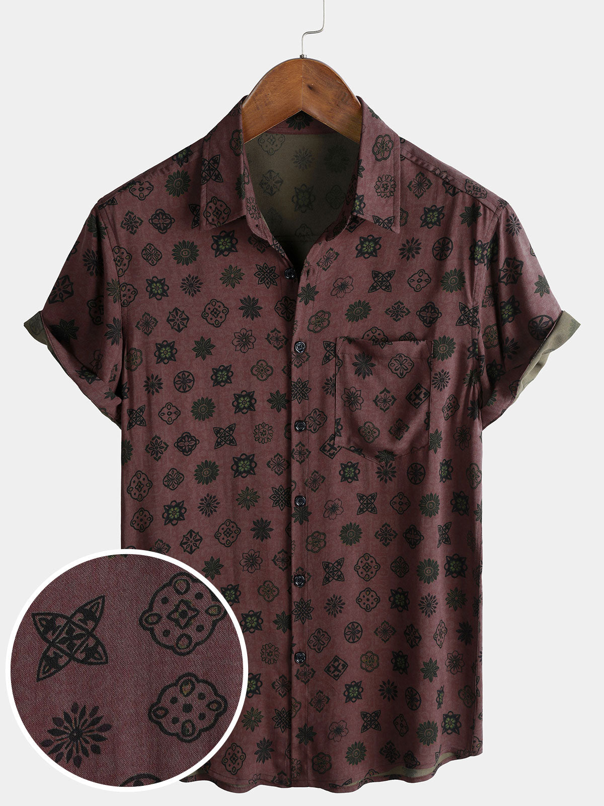 Classic Retro Geometric Pattern Short Sleeve Shirt