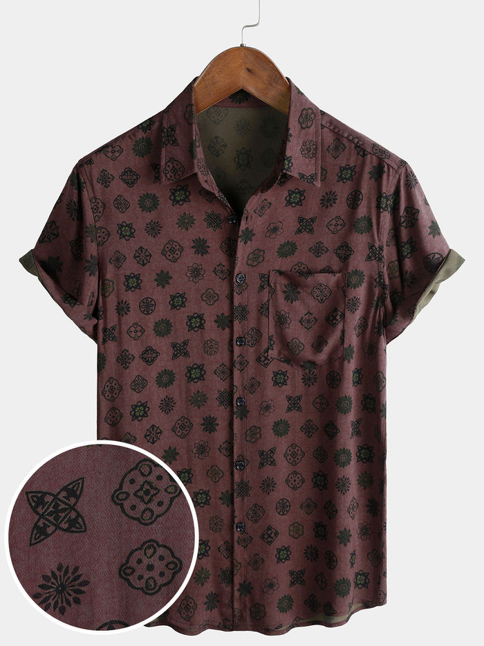 Classic Retro Geometric Pattern Short Sleeve Shirt