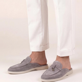 Mediterraneo Men's Suede Mules, Light Grey