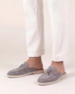 Mediterraneo Men's Suede Mules, Light Grey