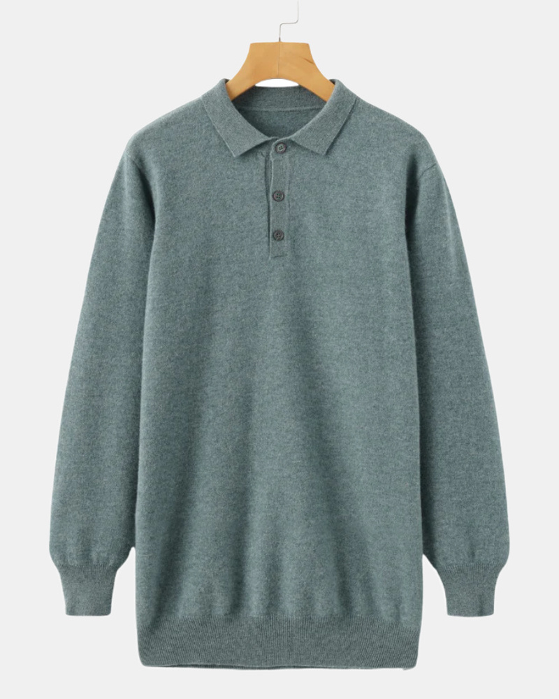 Men's Cashmere Polo Shirt in Green