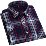 Cotton Checkered Shirt with Short Sleeves