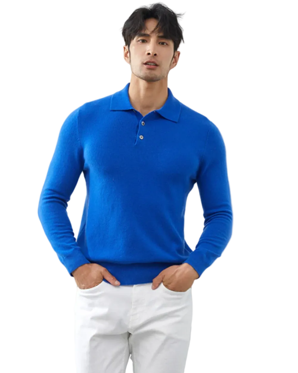 Ponza Cashmere Polo Sweater Blue