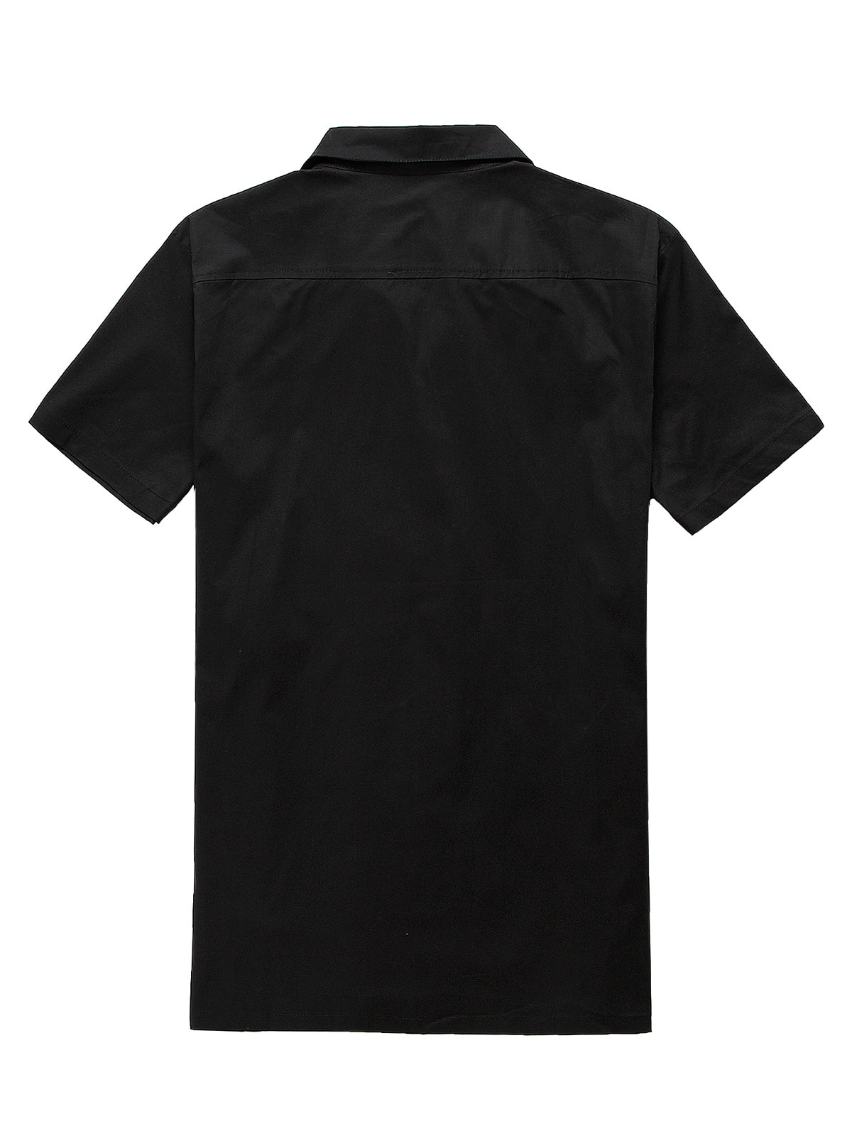 Short Sleeve Shirt with Black and White Checkered Flag, 50s Camp Pocket Bowling