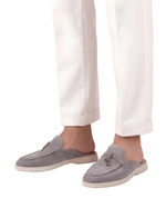 Light Gray Suede Mediterranean Mules