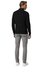 Men's Half-Zip Sweater with Collar – Black