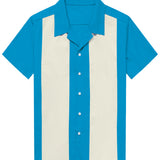 50s Blue Cuban Collar Short Sleeve Shirt