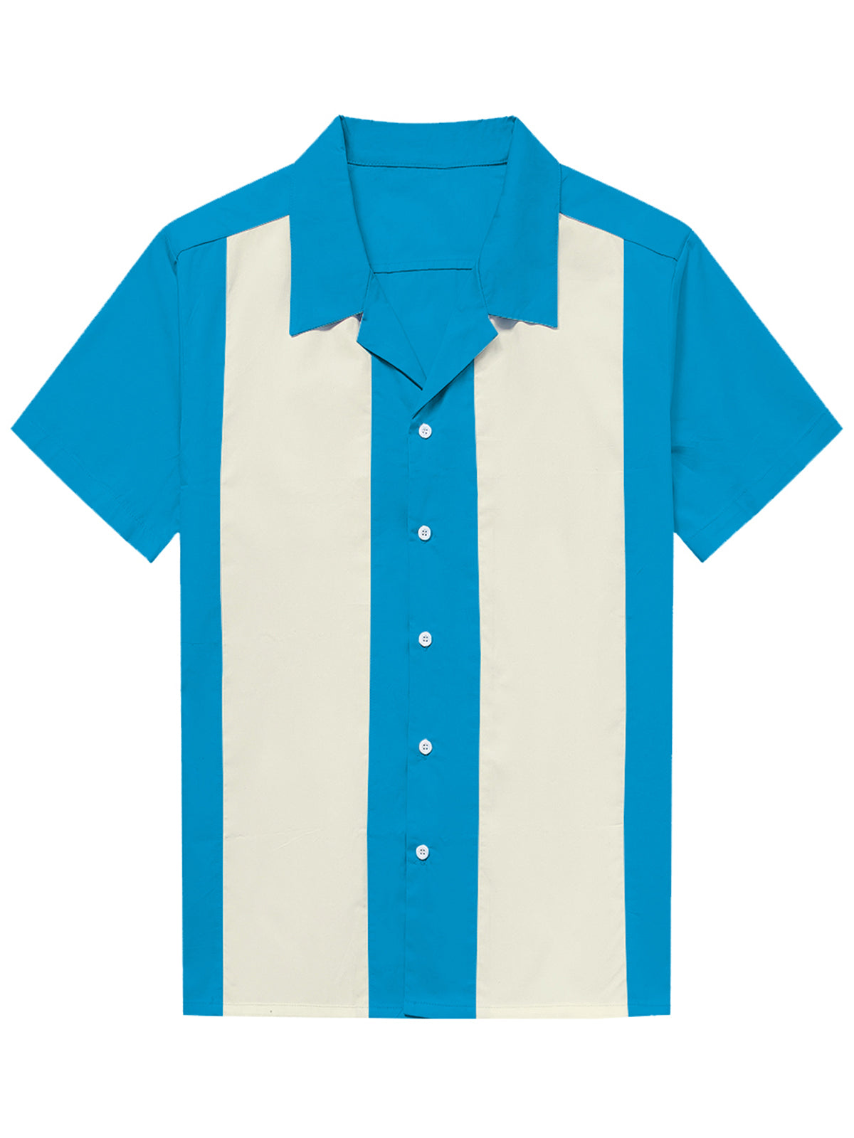 50s Blue Cuban Collar Short Sleeve Shirt