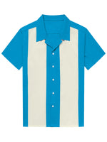 50s Blue Cuban Collar Short Sleeve Shirt