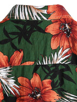 Men's Cotton Short-Sleeve Shirt with Hawaiian Green Flowers