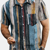 Hawaiian Short-Sleeve Striped Shirt