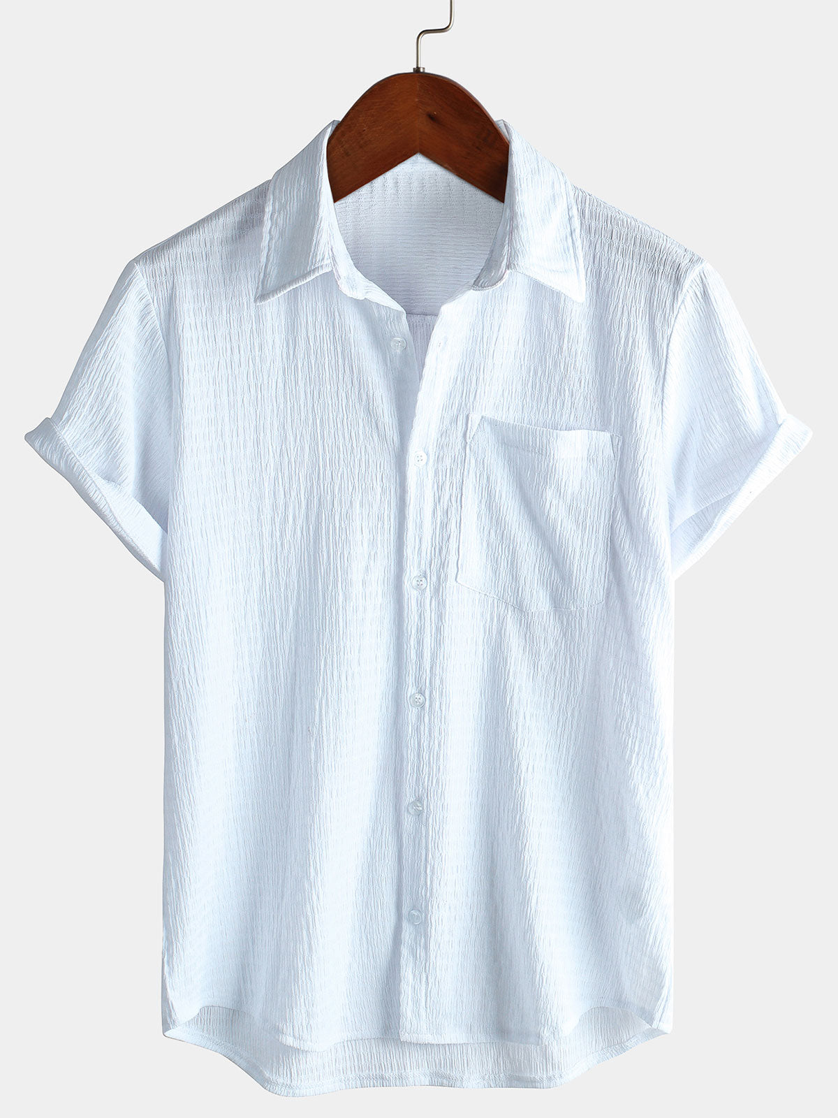 Casual Short-Sleeve Summer Shirt with Pockets, Solid Color