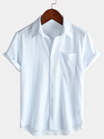 Casual Short-Sleeve Summer Shirt with Pockets, Solid Color