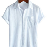 Cotton Casual Shirt with Short Sleeves for Men - Summer