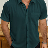 Casual Short-Sleeve Summer Shirt, Quilted Pattern, Perfect for the Beach
