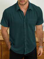Casual Short-Sleeve Summer Shirt, Quilted Pattern, Perfect for the Beach
