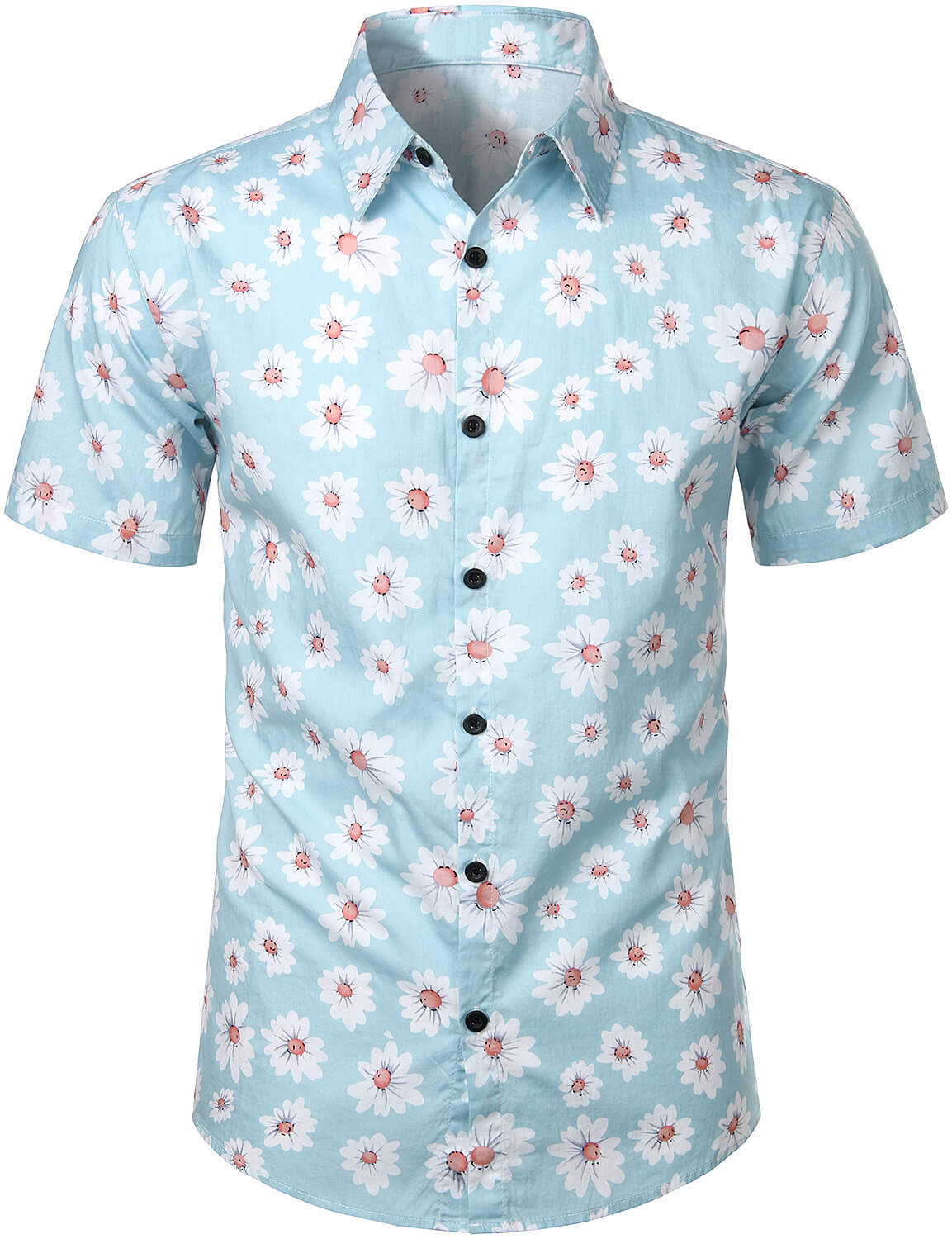 Hawaiian Flower Short Sleeve Shirt with Daisy Print