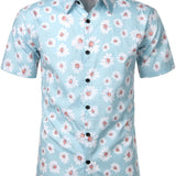 Hawaiian Flower Short Sleeve Shirt with Daisy Print