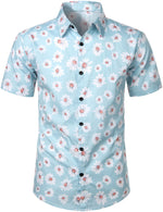 Hawaiian Flower Short Sleeve Shirt with Daisy Print
