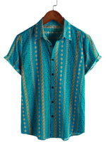 Men's 1970s Vintage-Style Short-Sleeve Shirt with Stripes