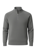 Men's Half-Zip Sweater with Collar – Gray