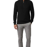 Men's Half-Zip Sweater with Collar – Black